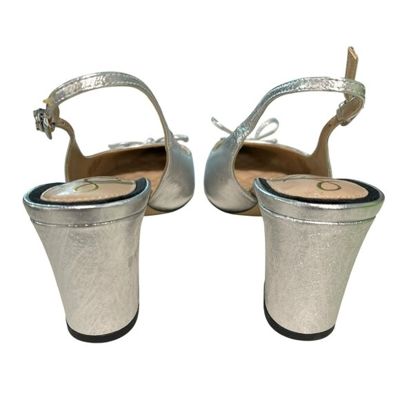 Sam Edelman Willette 65MM Metallic black Silver Slingback Pumps 7.5 - Picture 4 of 6